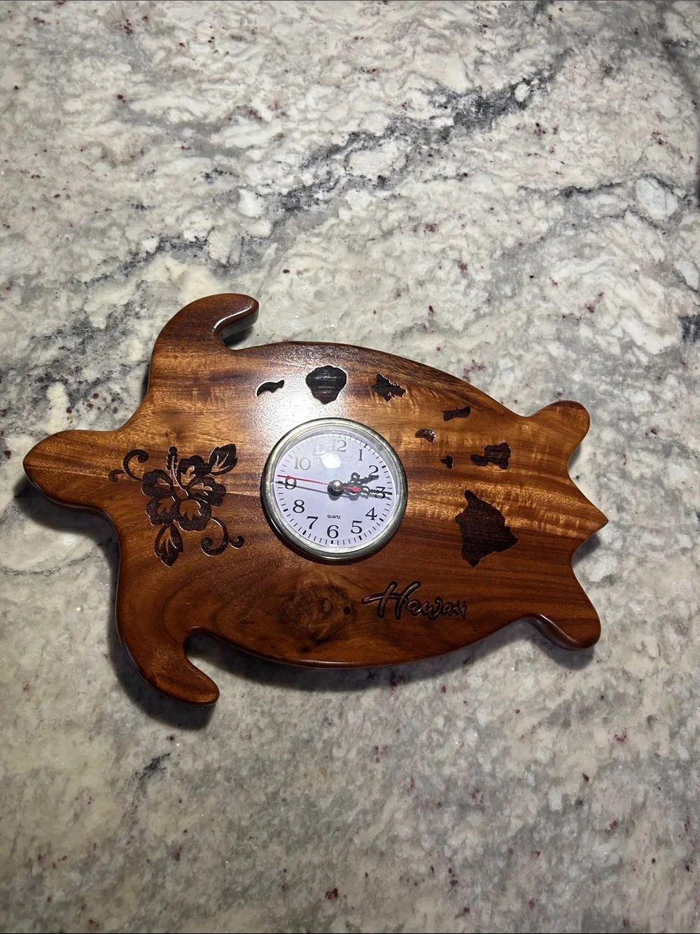 Wooden Sea Turtle Wall Clock - Brown